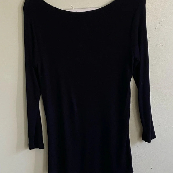 Calvin Klein beaded front 3/4 sleeve black top. Size M - Picture 2 of 5